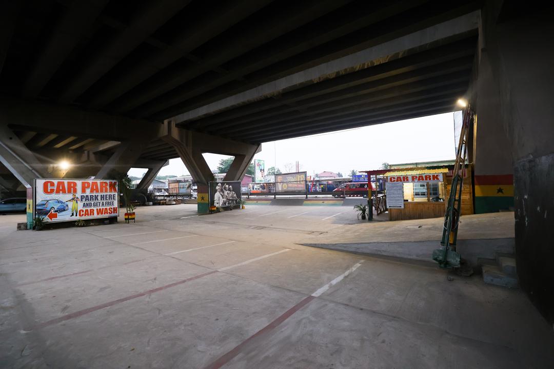 Highway overpass parking area