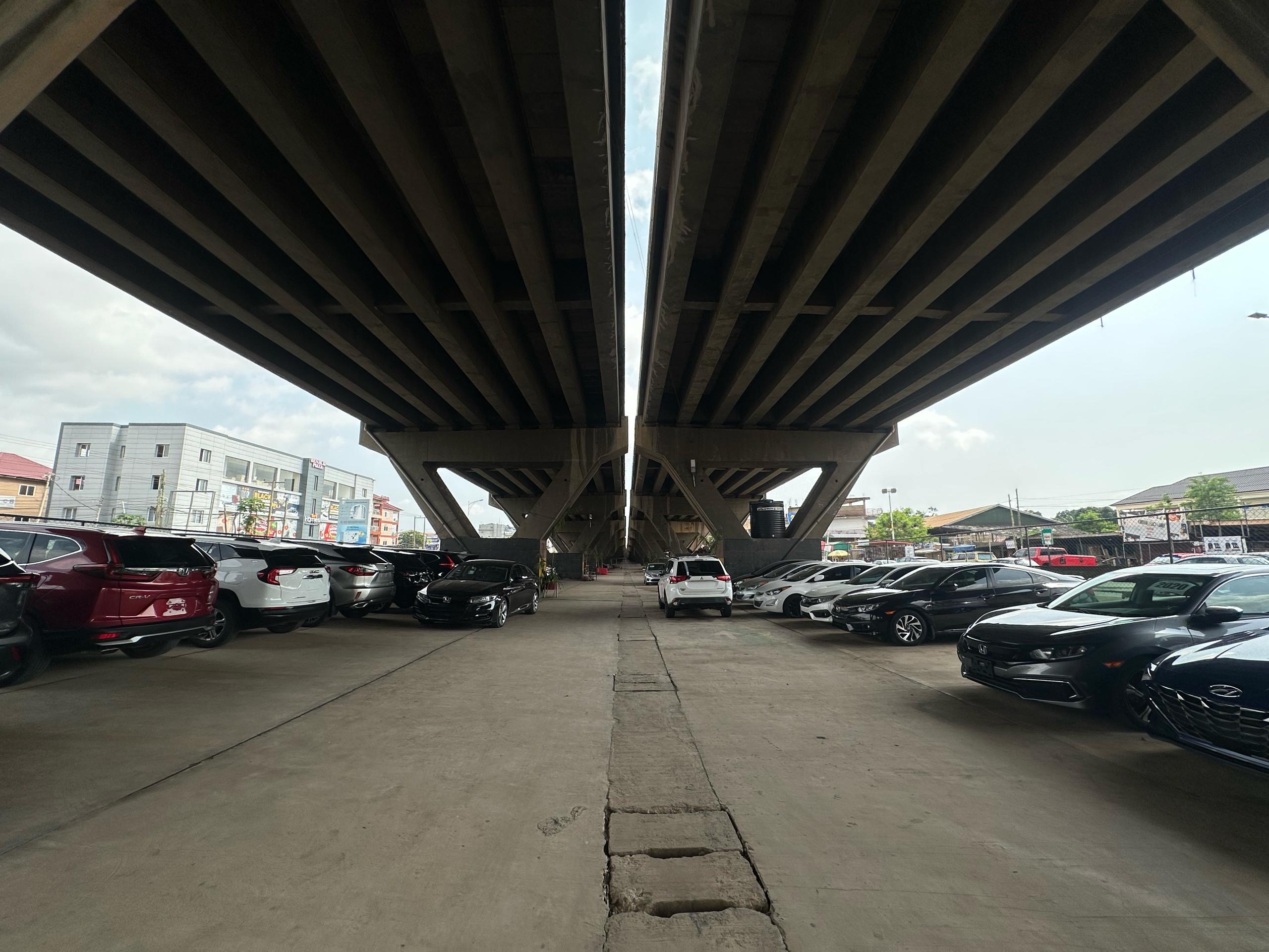 Organized parking spaces at Mile 7